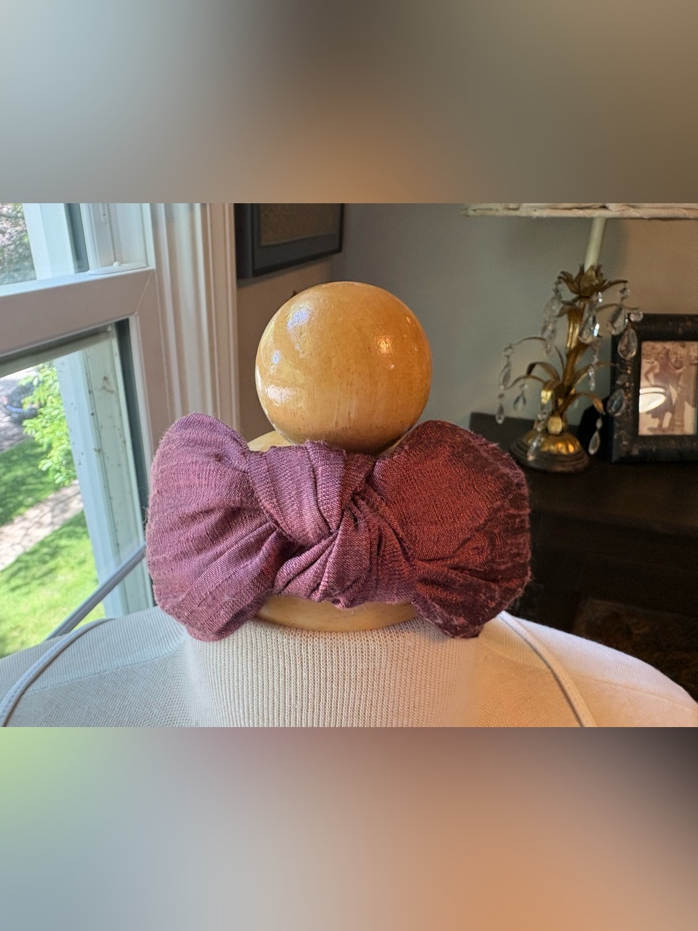 Dupioni Silk Top Knot Headband in Rose